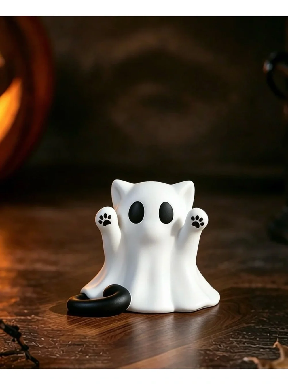 Cute White Ghost Cat Figurine for Cats - Decorative Pet Accessory